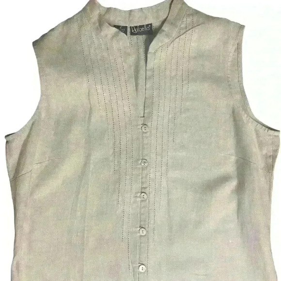 Rafaela 100% Beige Linen Maxi Dress with Mandarin Style Collar. Size 8 - Picture 4 of 9